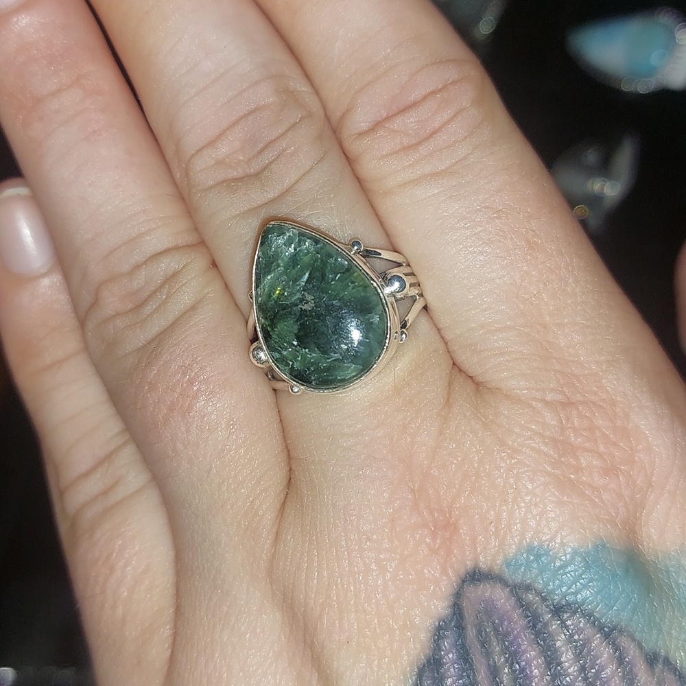 Seraphinite Ring Triple Band Size 8 - Picture 3 of 5